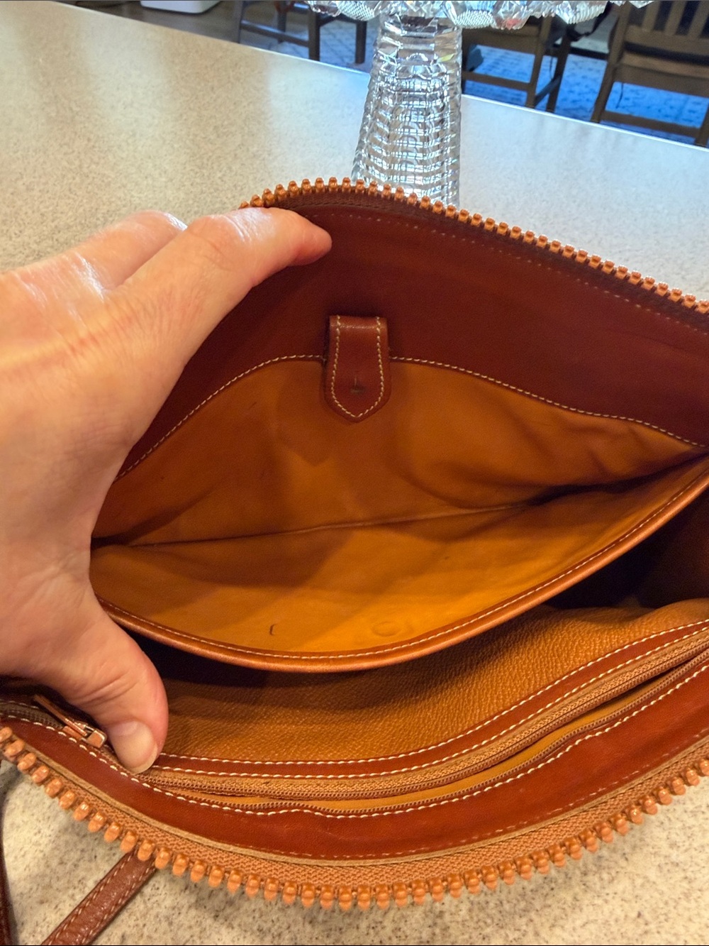 Dooney & Bourke Black Pebbled Leather Crossbody with Brown Trim and Strap - Picture 10 of 13